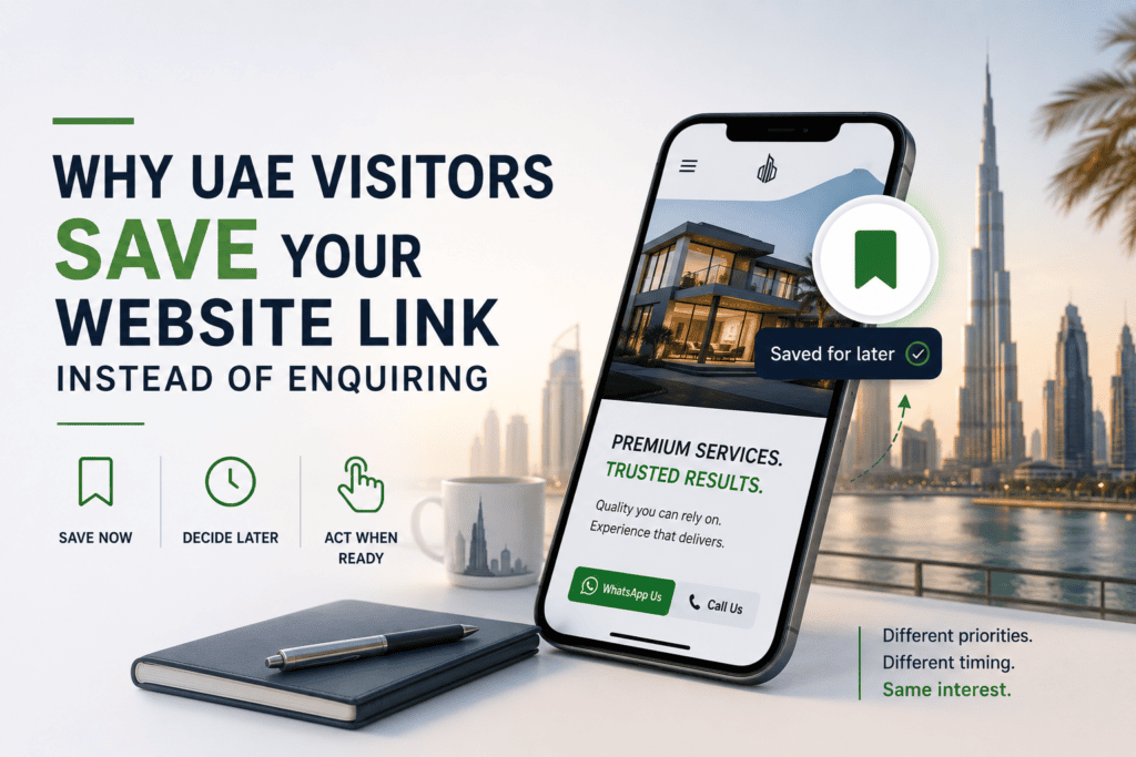 UAE audiences are more likely to save your website or content than contact you immediately. Here is why this happens, what it means for your funnel, and how to convert savers into enquiries.