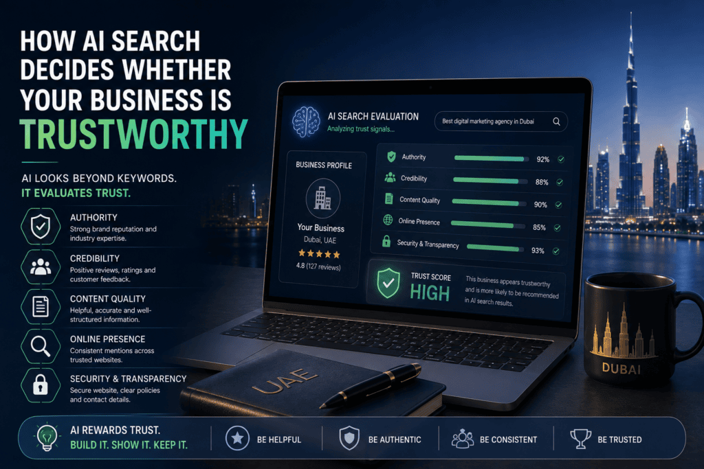 AI search business trust signals UAE