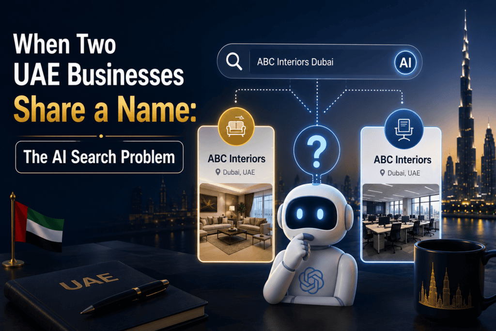 same business name AI search UAE