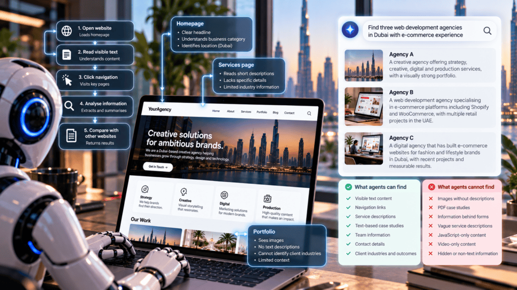 AI browsing agents UAE website readability