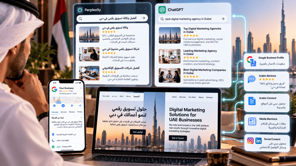 Arabic AI search queries UAE business visibility