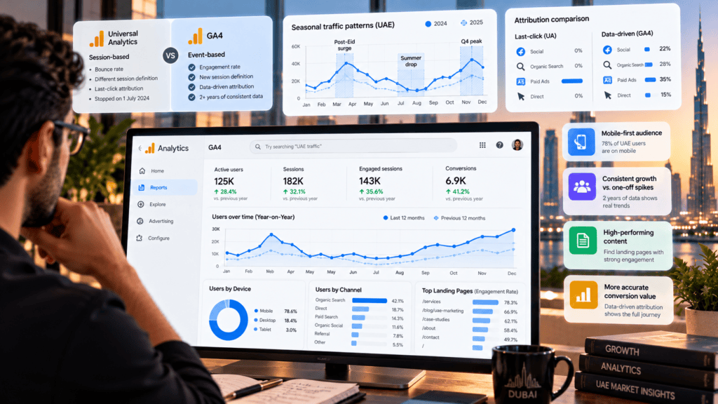 GA4 data UAE website performance insights