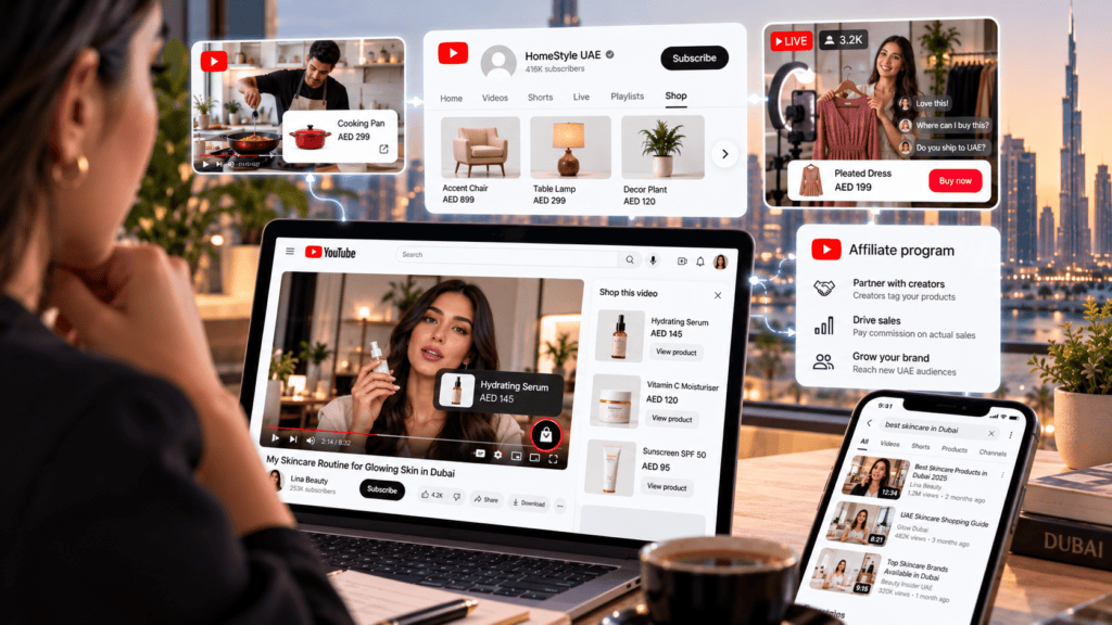 YouTube Shopping UAE business channels 2026